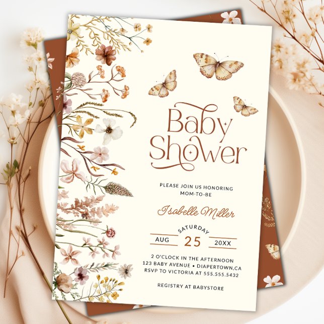 Boho Blommigt Terracotta Baby Shower Inbjudningar (Boho Floral Terracotta Baby Shower Invitation)