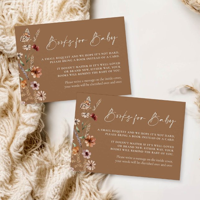Boho Blommigt Terracotta Bokar för Baby Card Anteckningskort (Skapare uppladdad)