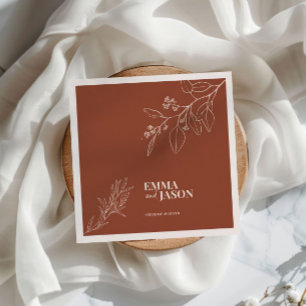 Boho Blommigt Terracotta Bröllop Napkins Pappersservett