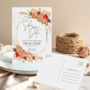 Boho Blommigt Terracotta Bröllop spara datum Vykort