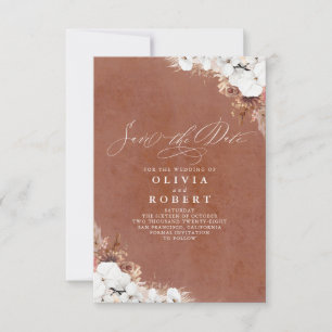 Boho Blommigt Terracotta Chic Spara datum Meddelande