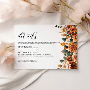 Boho Blommigt Terracotta Watercolor Bröllop Tilläggskort