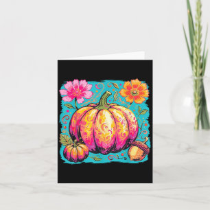Boho Blommigt Thanksgiving Pumpkin Season Fall Vib Kort