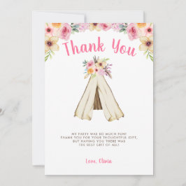Boho Blommigt Tribal Teepee Birthday Tack Kort