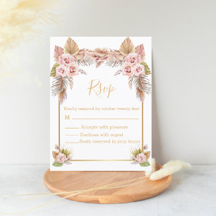 boho blommigt tropical guld manus osa bröllop vykort