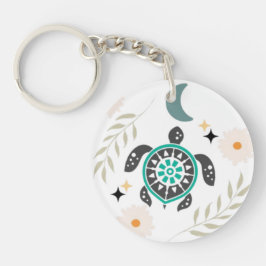 Boho Blommigt Turtle Acrylic Keychain - Nature-Ins