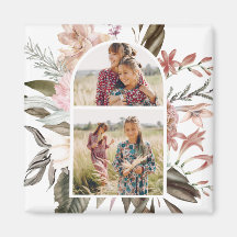 Boho Blommigt Two Photo Magnet
