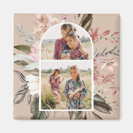 Boho Blommigt Two Photo Magnet