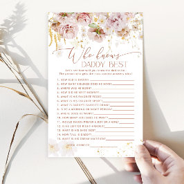 Boho blommigt Vem känner pappa bäst, babyduschspel