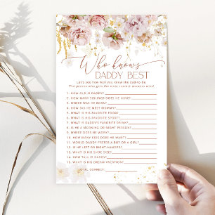Boho blommigt Vem känner pappa bäst, babyduschspel
