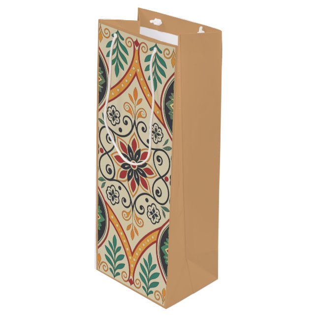 Boho Blommigt Vin Bag - Varmstreck (Framsidan Vinklad)