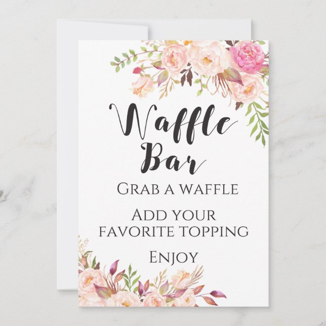 Boho blommigt Waffle pub Sign 5x7-tum Storlekare Inbjudningar (Framsida)