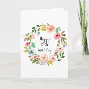 Boho Blommigt Watercolor Birthday Girl Kort