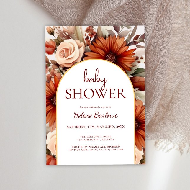 Boho Blommigt Watercolor Bohemian Baby Shower Inbjudningar (Boho Floral Watercolor Bohemian Baby Shower Invitation)