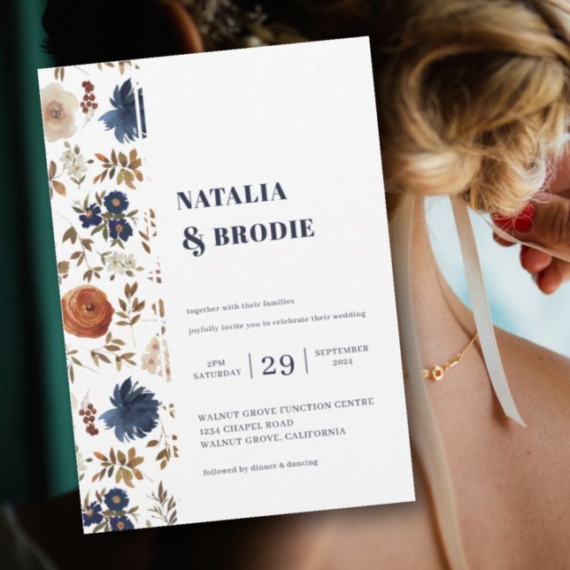 Boho Blommigt Watercolor bröllopsinbjudan Inbjudningar (Skapare uppladdad)