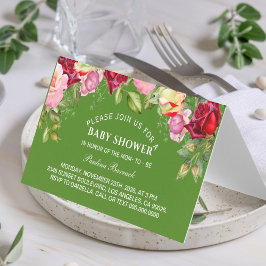 Boho Blommigt Watercolor Gender Neutral Baby Showe Kort