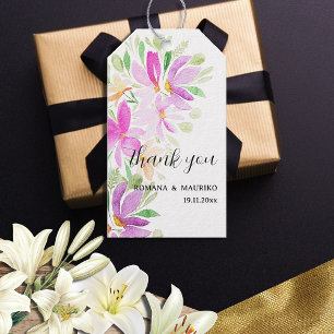 Boho Blommigt Watercolor Hand-målat Monogram Presentetikett