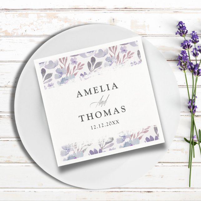 Boho Blommigt Watercolor Mönster Bröllop Pappersservett (Skapare uppladdad)