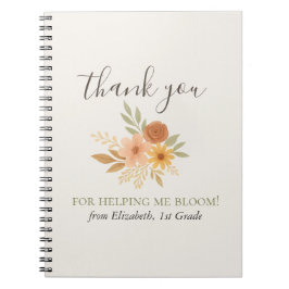 Boho Blommigt Watercolor Teacher Tack Anteckningsbok