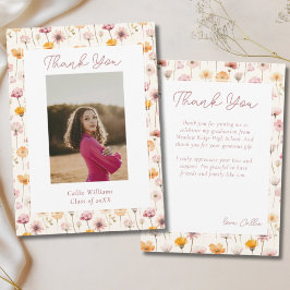 Boho Blommigt Watercolor Wildblommor Studenten Tack Kort