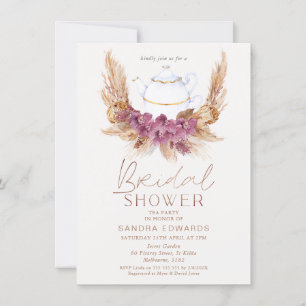 Boho Blommigt Weath Tea Party Möhippa Inbjudningar