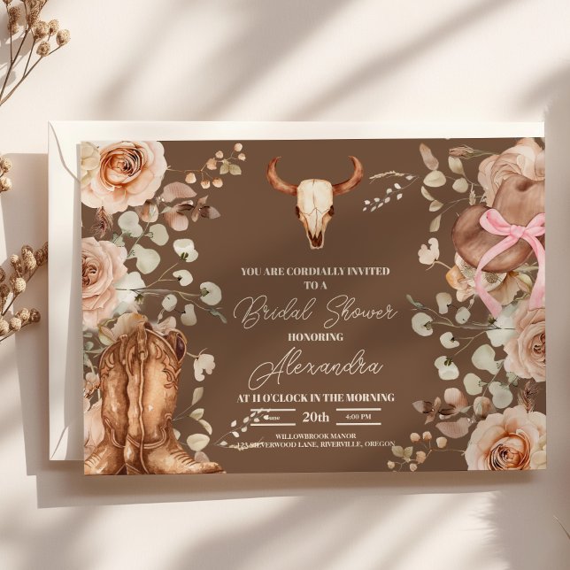 Boho Blommigt Western Möhippa Inbjudningar (Skapare uppladdad)