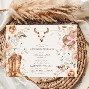 Boho Blommigt Westernare Bröllop Inbjudningar