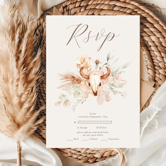 Boho Blommigt Westernare Bröllop OSA Kort (Skapare uppladdad)