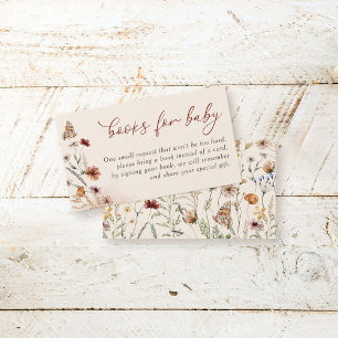 Boho Blommigt WildblomBaby Shower Bokar för Baby Tilläggskort