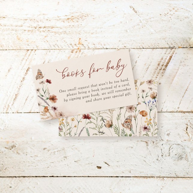 Boho Blommigt WildblomBaby Shower Bokar för Baby Tilläggskort (Skapare uppladdad)