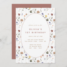 Boho Blommigt WildblomBirthday | Inbjudan