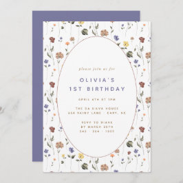 Boho Blommigt WildblomBirthday | Inbjudan