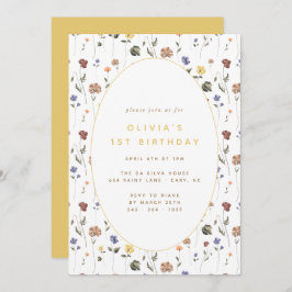 Boho Blommigt WildblomBirthday | Inbjudan