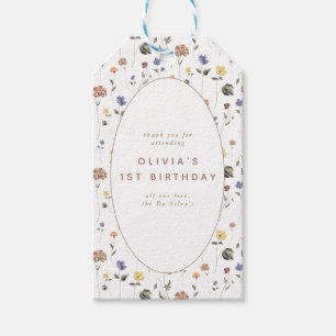 Boho Blommigt WildblomBirthday   TACK Presentetikett