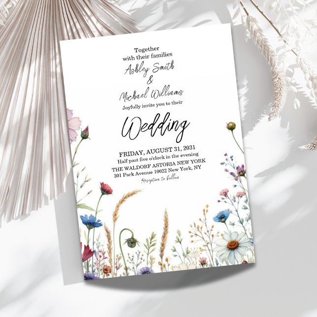 Boho Blommigt WildblommBröllop Inbjudningar (Skapare uppladdad)