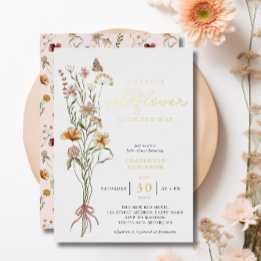 Boho Blommigt WildblommGirl Baby Shower Guld