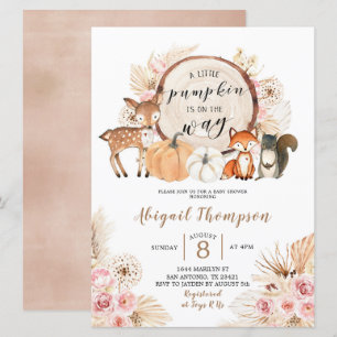 Boho Blommigt Woodland Pumpkin Baby Shower Inbjudningar