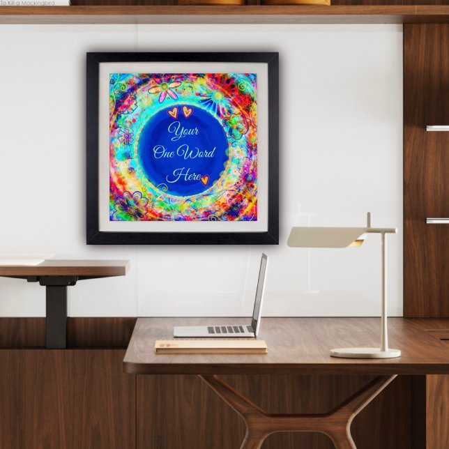 Boho-Blommigten anpassat Namn 1 Ord Poster (Personalized One Work Art Poster Inspirivity)