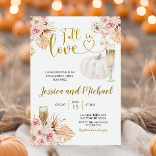 Boho-Blommigten faller i Kärlek Pumpkin-Förlovning Inbjudningar