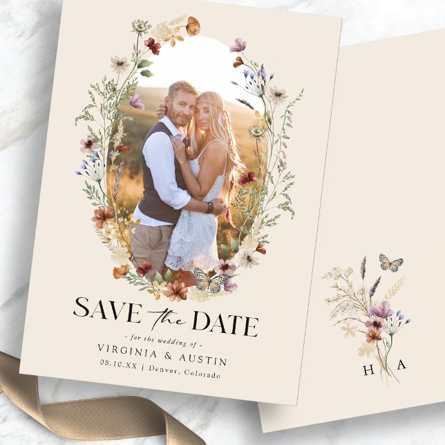 Boho-Blommigten spara datumet (Boho Floral Save The Date
)