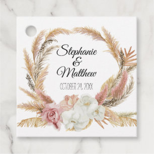 Boho-Blommigten Tropical Pampas Handflatan Bröllo Gåvor Etiketter