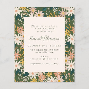 Boho-Blommigten Vintage Peach Grönt Baby Shower