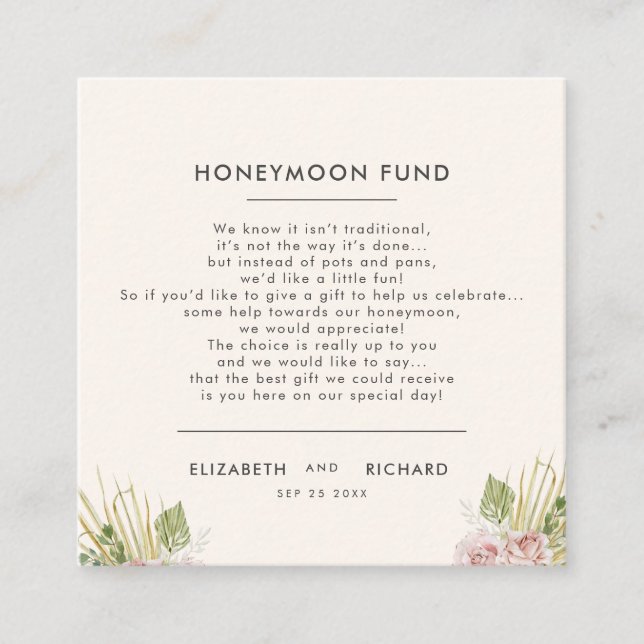 Boho-Blommigtens hösttäckningskort för höstbröllop Tilläggskort (Framsida)