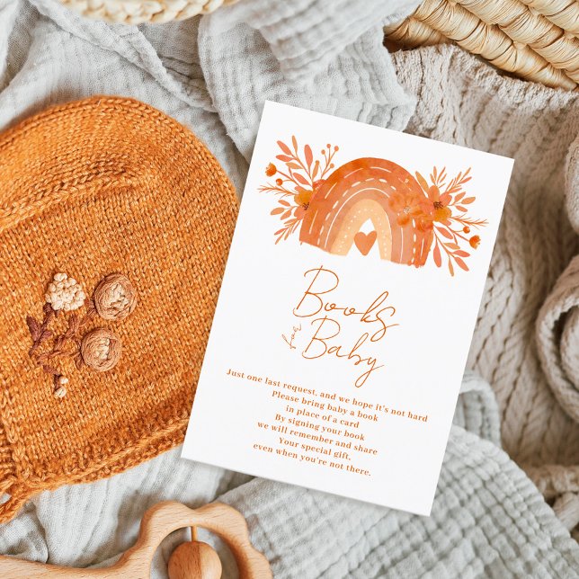 Boho-blommigtens regnbåge-orange för med sig bok tilläggskort (Skapare uppladdad)