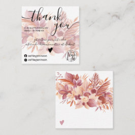 Boho-blommigtens vattenfärgsgirering tack fyrkantigt visitkort