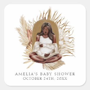 Boho Blommigts Baby Shower Fyrkantigt Klistermärke