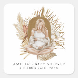 Boho Blommigts Baby Shower Fyrkantigt Klistermärke