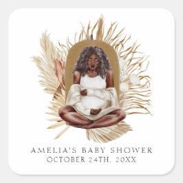 Boho Blommigts Baby Shower Fyrkantigt Klistermärke