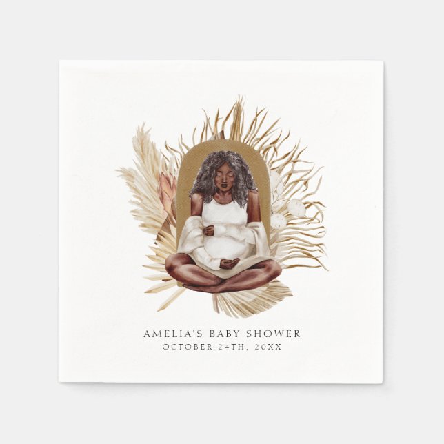 Boho Blommigts Baby Shower Pappersservett (Framsidan)