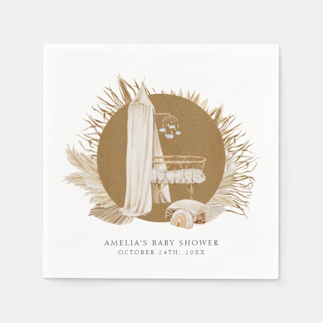 Boho Blommigts Baby Shower Pappersservett (Framsidan)